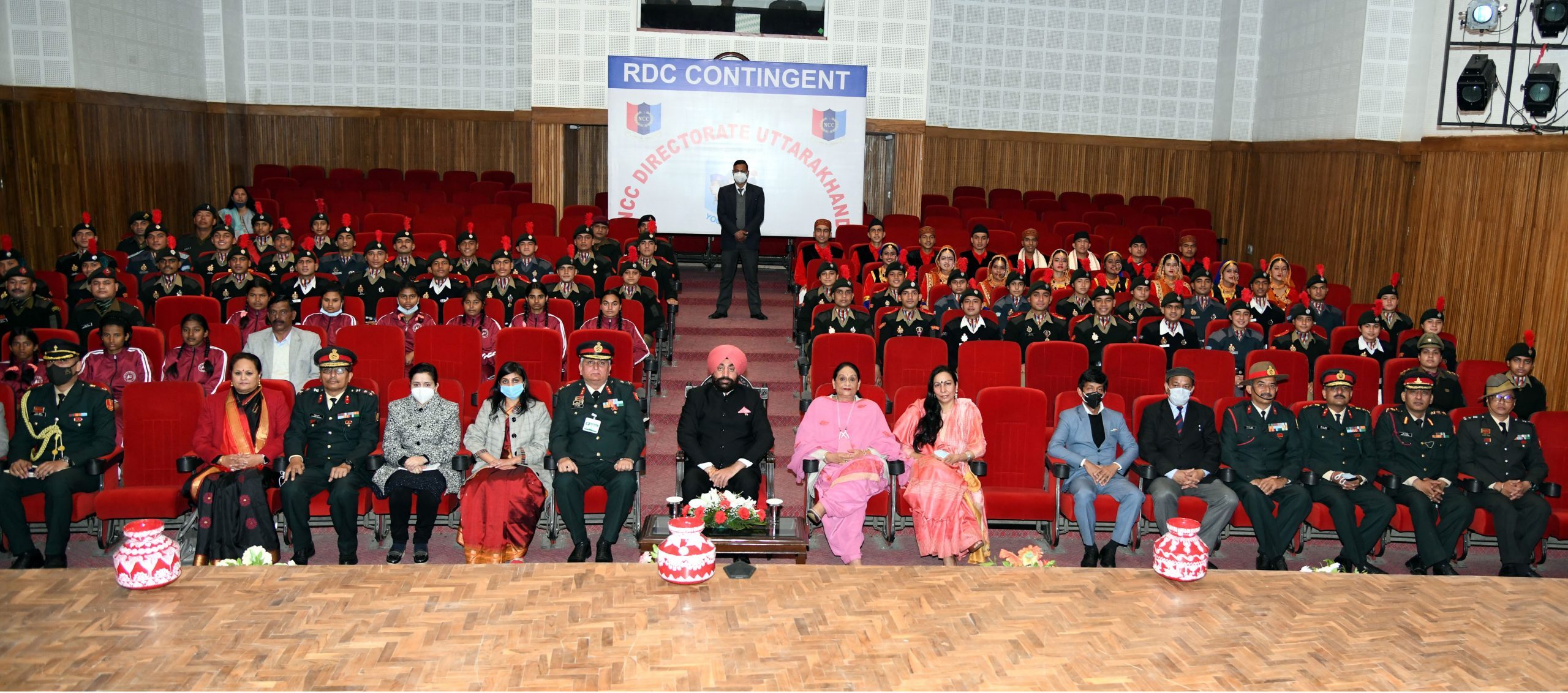 Governor interacting with NCC cadets participating in RDC Delhi on the occasion of Republic Day at Raj Bhavan.