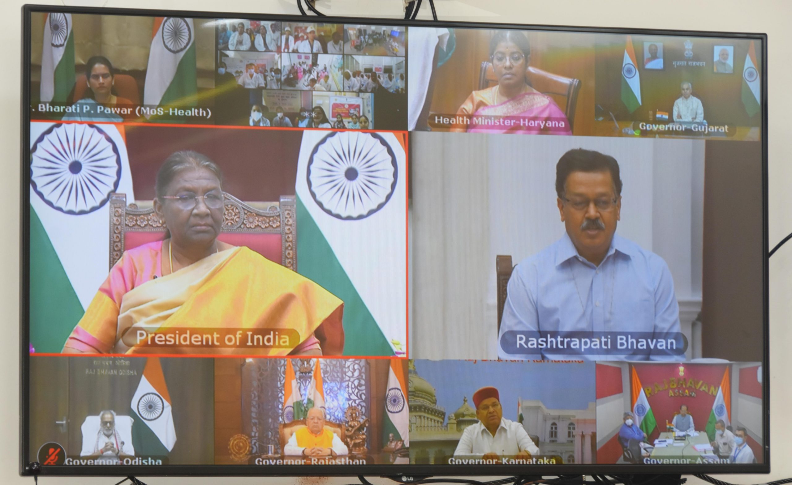 Governor Lt Gen Gurmit Singh (Retd) participating virtually at the launch of 'Pradhan Mantri TB Mukt Bharat Abhiyan'.