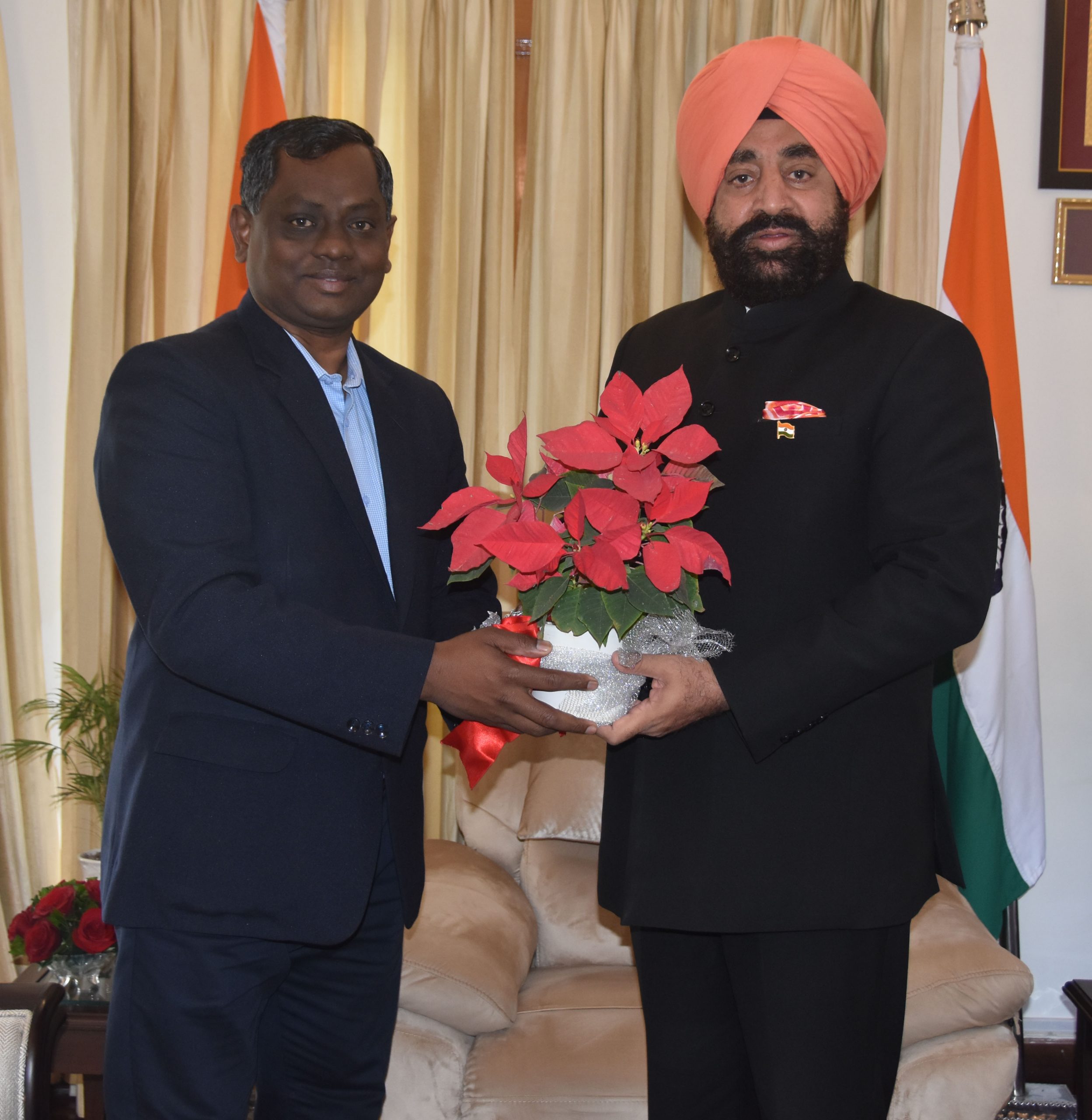 Borther Jayaseelan, Principal of St. Joseph's Academy calling on the Governor.