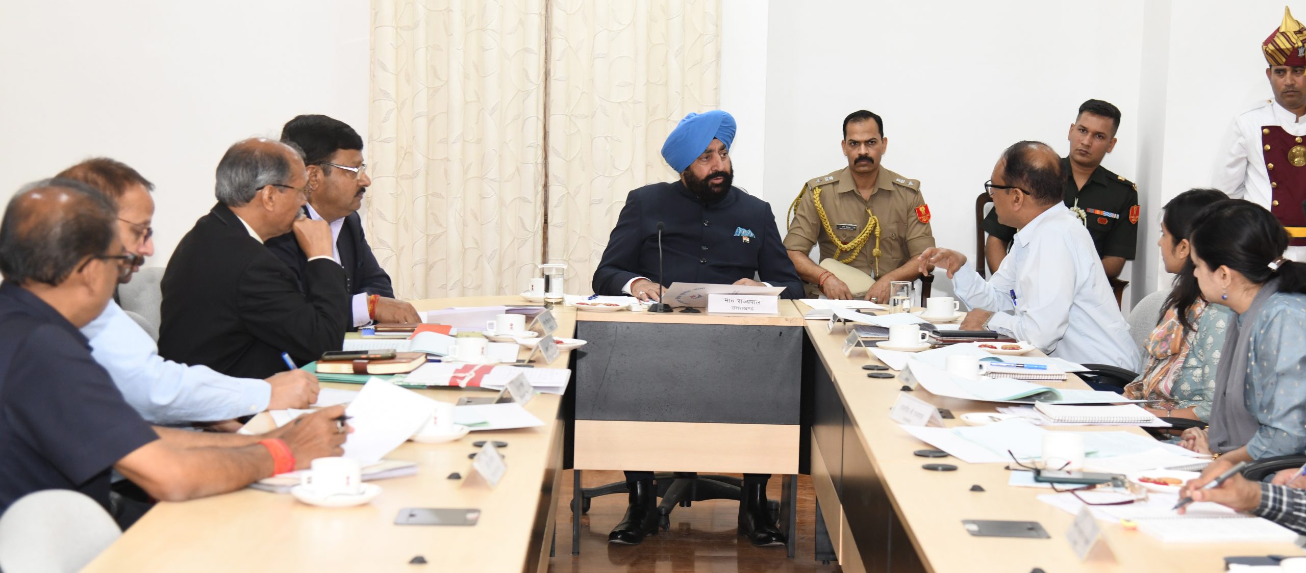 Governor takes meeting of the Uttarakhand Sainik Rehabilitation Institute at Raj Bhawan.