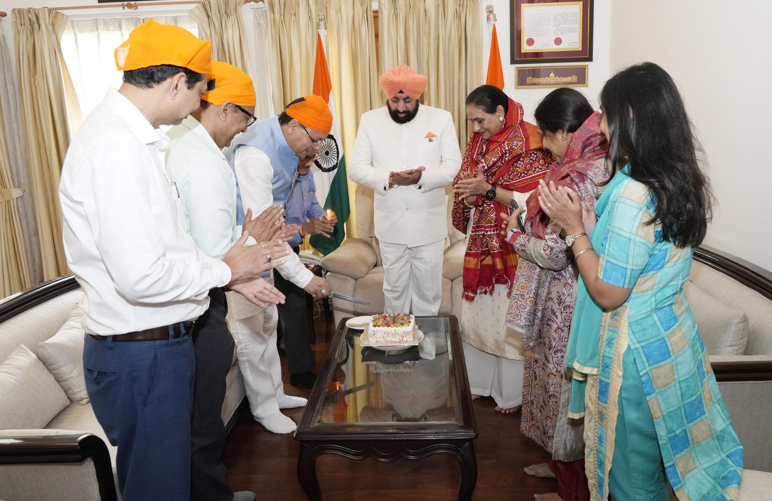 Governor Lt Gen Gurmit Singh (Retd) wishes Chief Minister Pushkar Singh Dhami on his birthday.