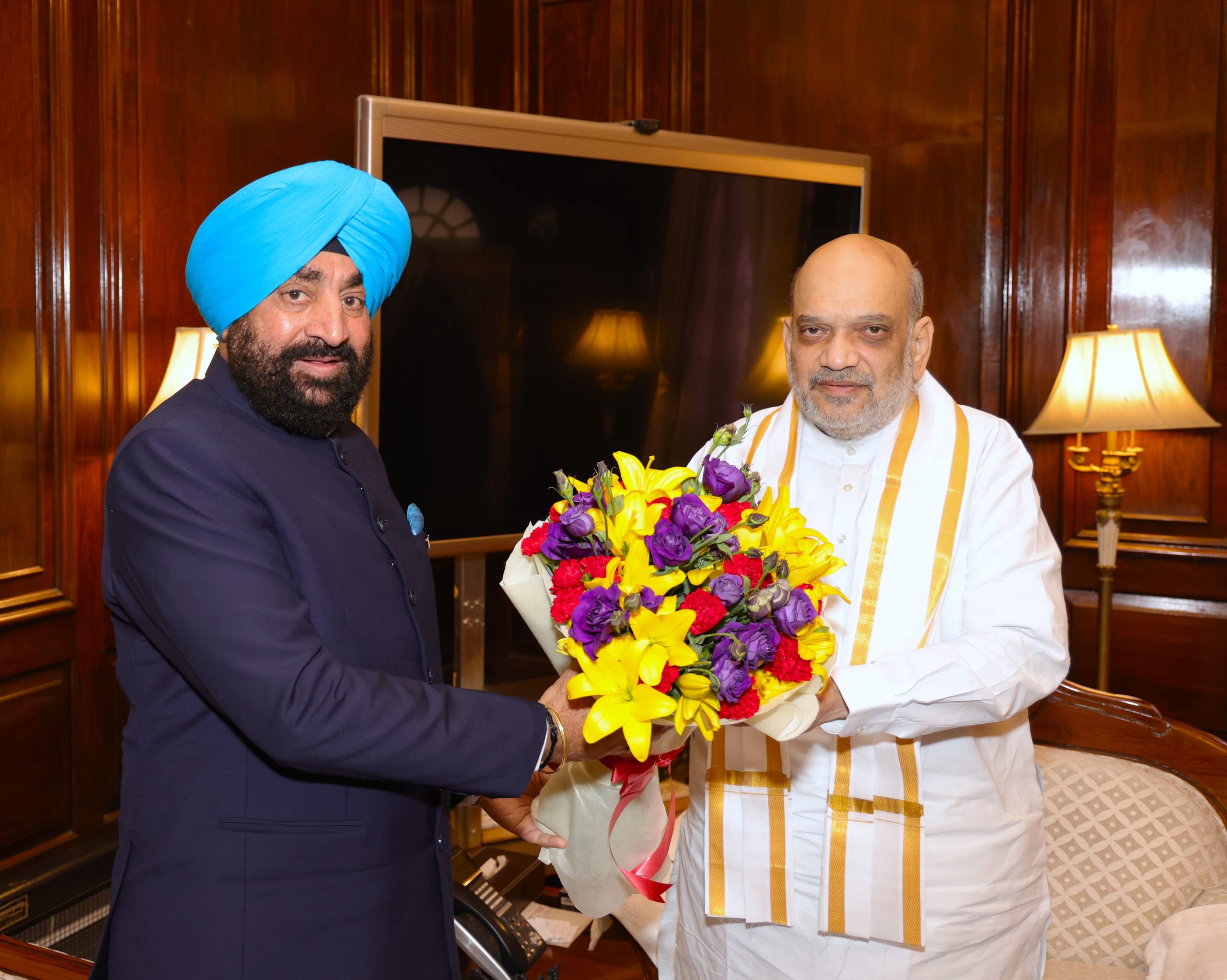 Governor paying courtesy call on Union Home Minister, Shri Amit Shah in New Delhi.