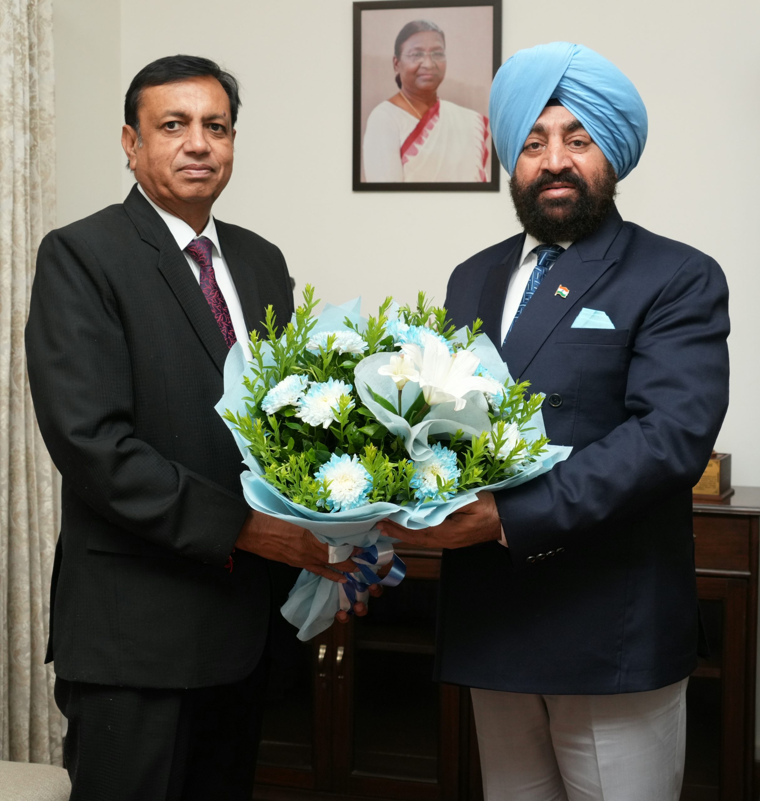 Newly appointed State Election Commissioner Shri Sushil Kumar meeting the Governor.