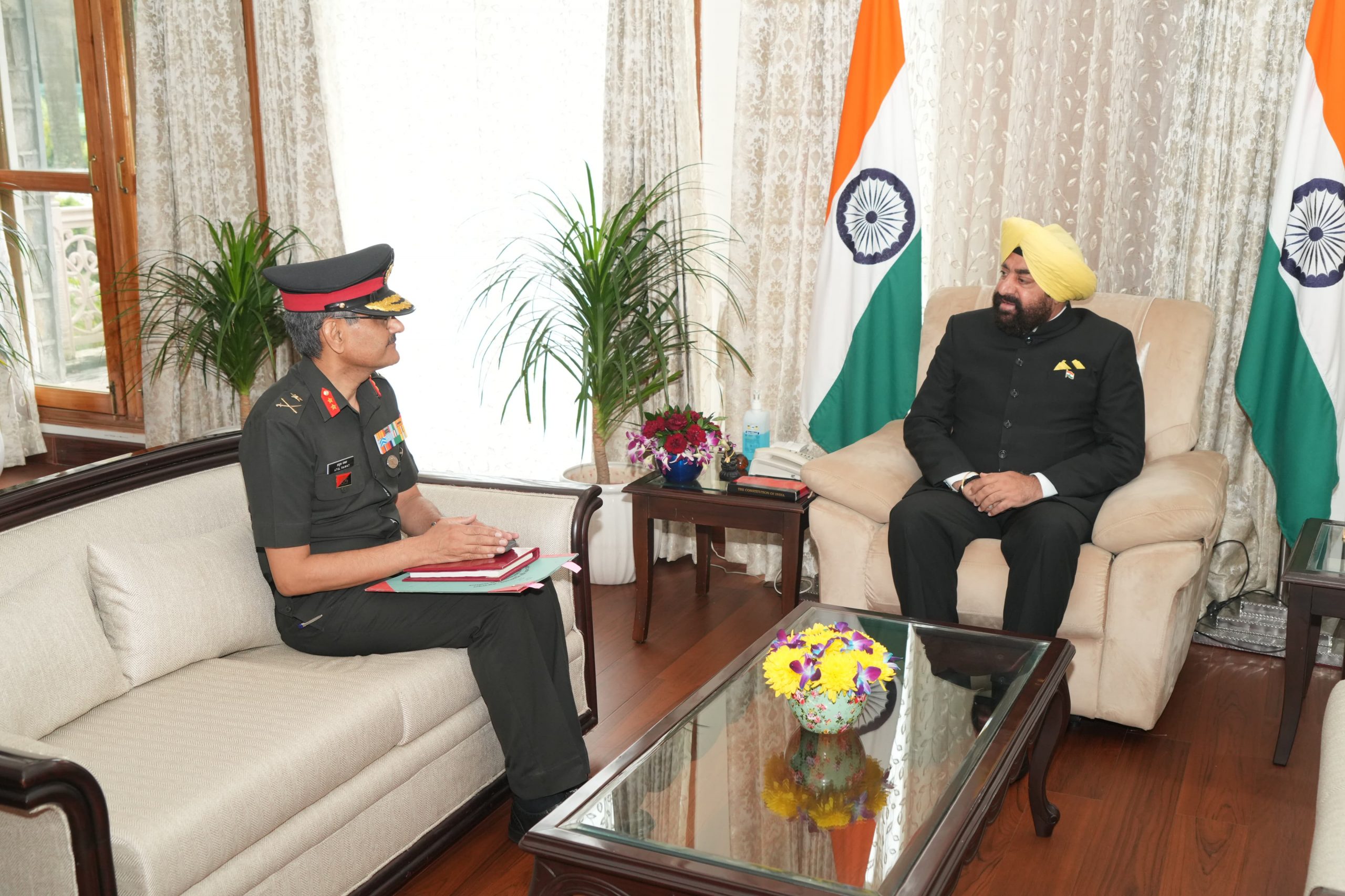 Additional Director General NCC, Headquarters Dehradun Major General Atul Rawat paying courtesy call on the Governor.