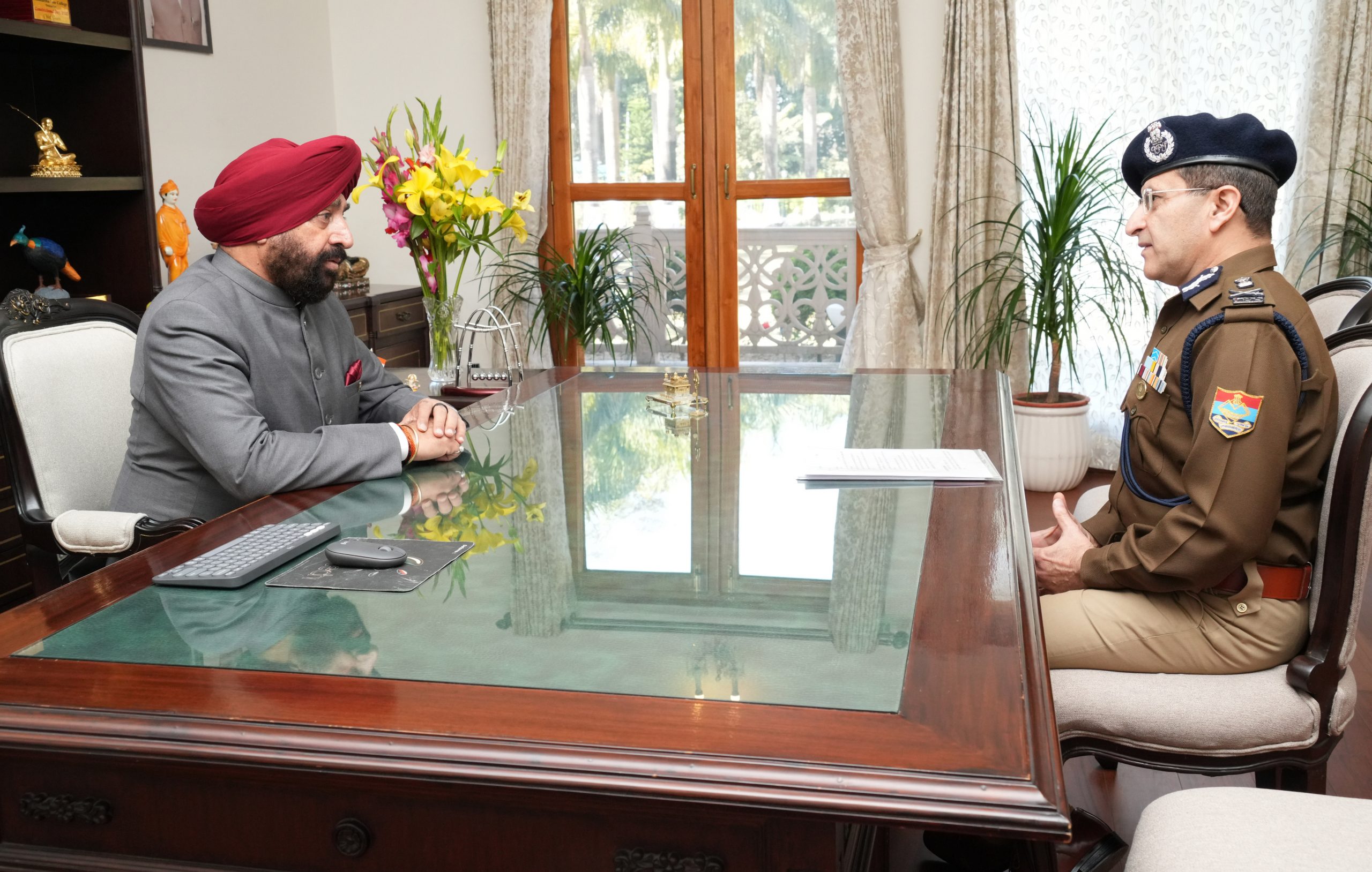 DGP Shri Deepam Seth paying a courtesy call on the Governor.