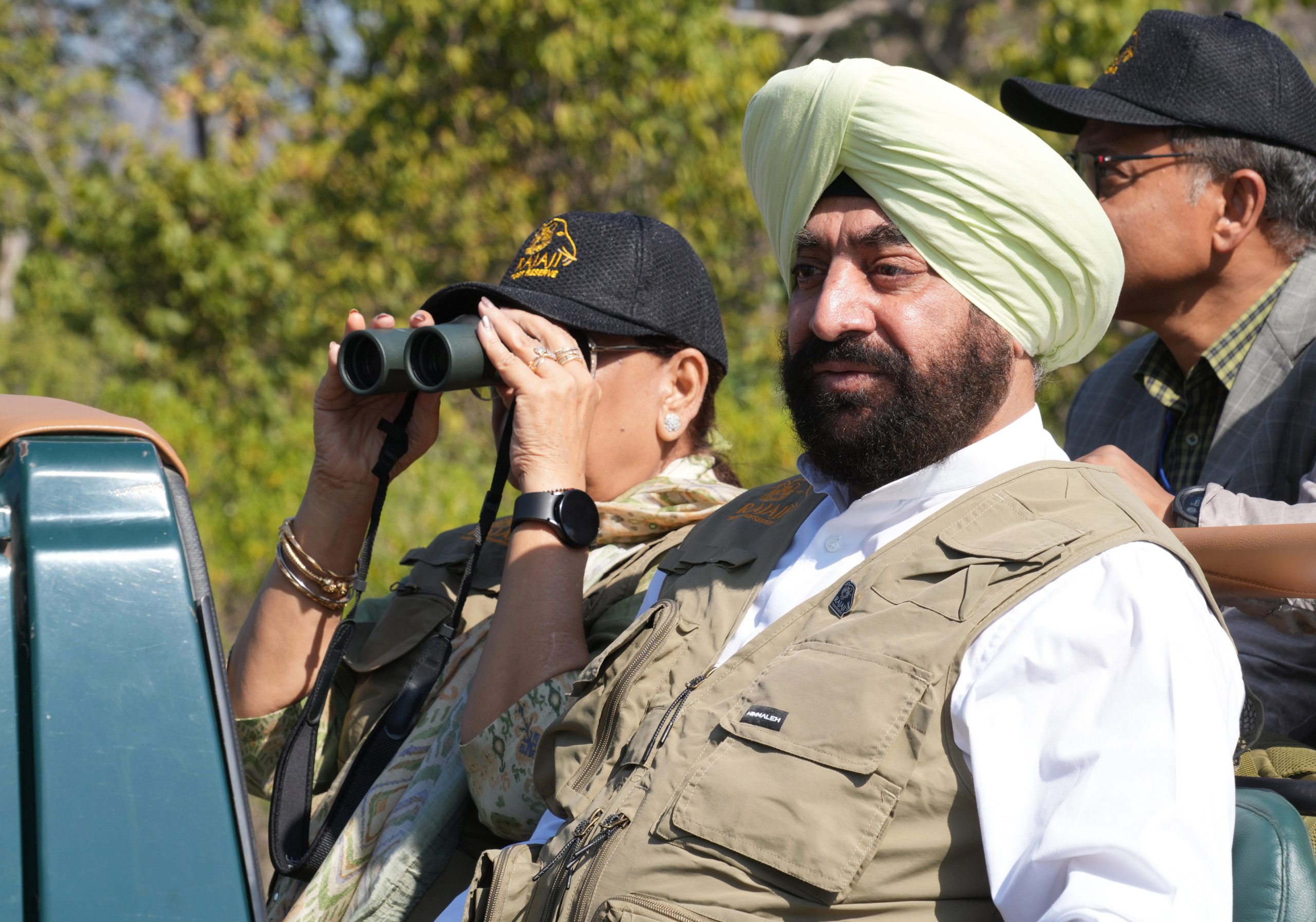 Governor viewing wildlife during his visit to Rajaji Tiger Reserve.