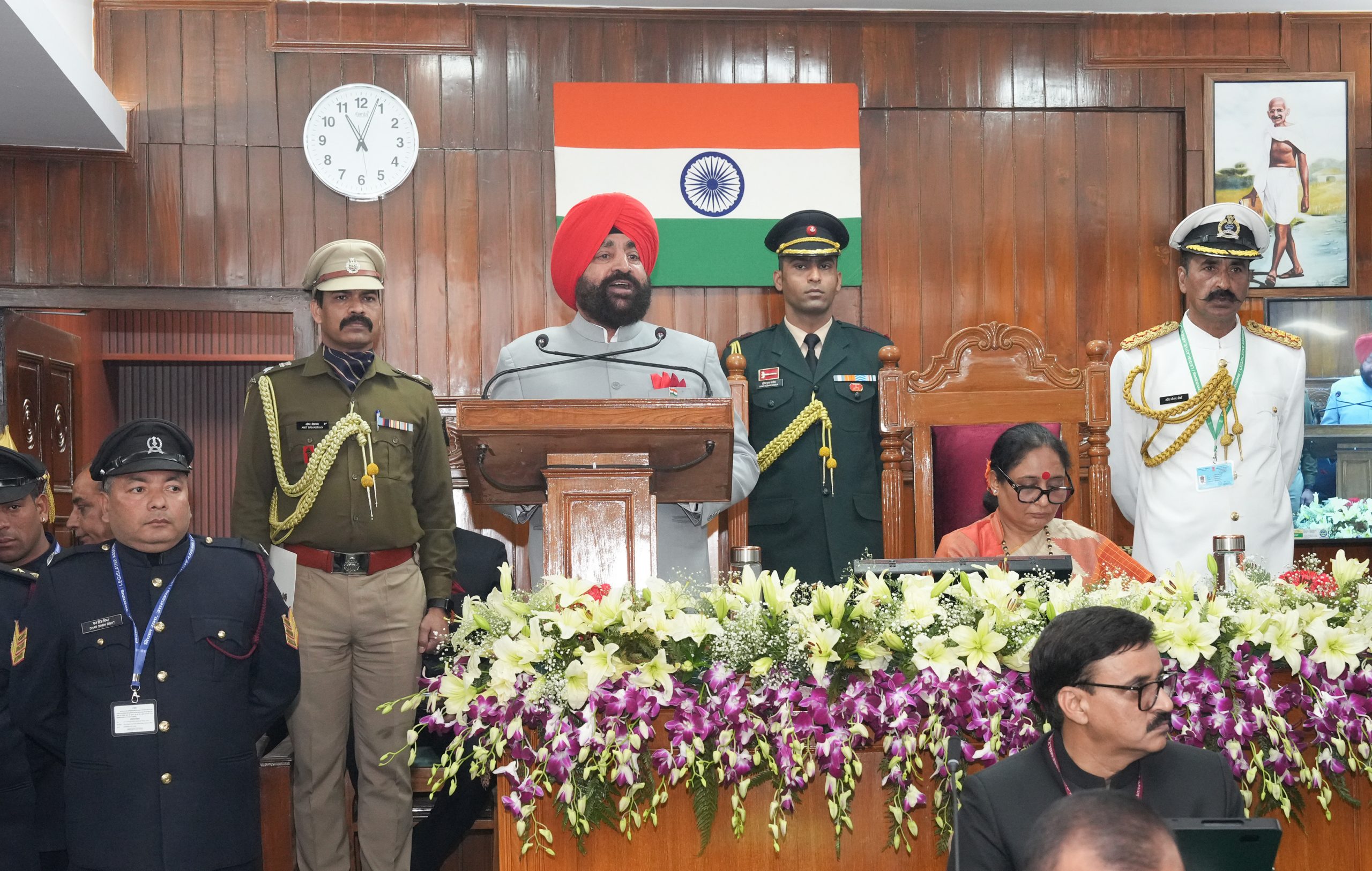 Governor delivering his address in the first session of the Fifth Legislative Assembly in the year 2025.