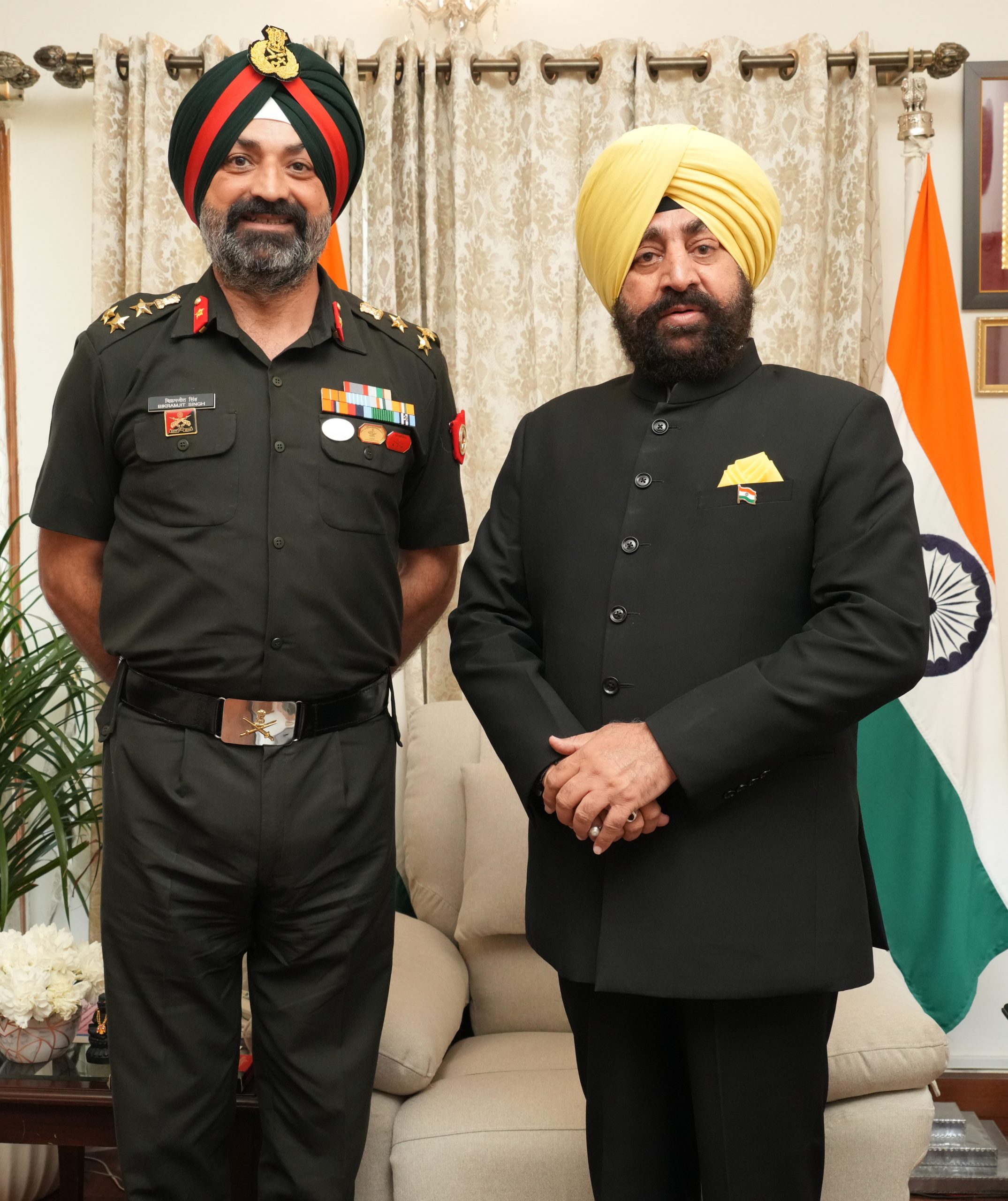 ⁠Brigadier Bikramjit Singh paying a courtesy call on the Governor.
