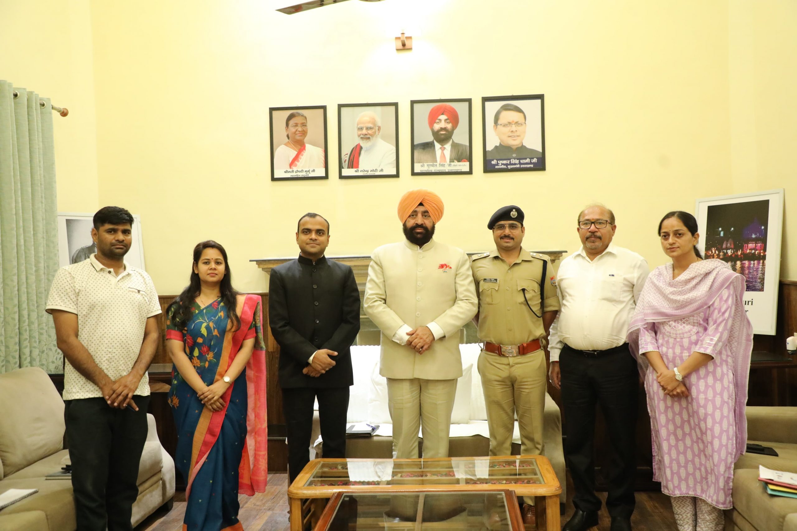 Governor holding a meeting with the administrative officers of the district in Haridwar.