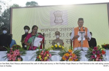 Governor administered oath of office to Shri Pushkar Singh Dhami as Chief Minister at Raj Bhawan.