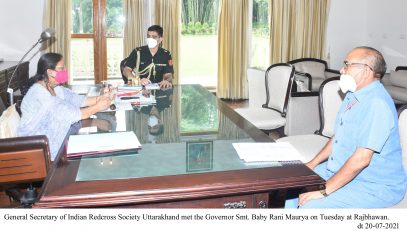 General Secretary of Indian Redcross Society Uttarakhand met the Governor Smt. Baby Rani Maurya