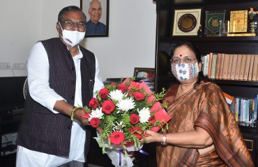 Union Minister of State in the Ministry of Steel and Rural Development Shri Faggan Singh Kulaste called on Governor at Raj Bhawan.