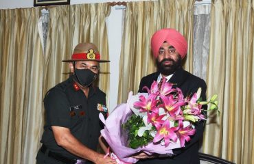GOC sub area Major General Sanjeev Khatri called on GovernorLieutenant General (Retired) Gurmit Singh.