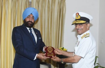 Vice Admiral Vinay Bhadwar called on Governor Lieutenant General (Retired) Shri Gurmit Singh at Raj Bhawan.