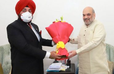 Governor Lieutenant General (Retired) Shri Gurmit Singh made a courtesy call on Home Minister Shri Amit Shah in New Delhi