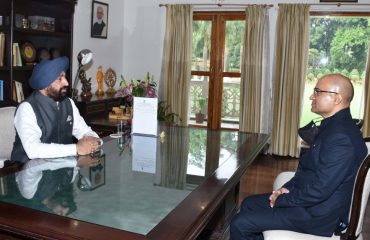 Secretary to Governor Dr Ranjit Kumar Sinha called on Governor Lieutenant General Gurmit Singh at Rajbhawan.