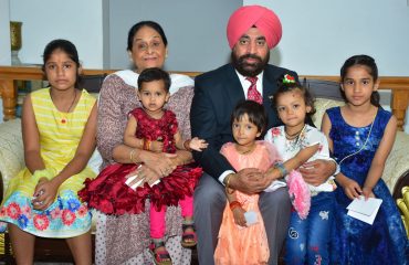 Governor and his wife with little girls on the occasion of Kanya Pujan on Mahanavami.