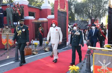 Governor Lt Gen Gurmeet Singh (Secretary) on the occasion of the passing out parade of the Indian Military Academy,