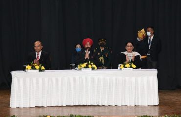Addressing all the employees of Raj Bhavan and their families, the Governor along with First Lady Mrs. Gurmeet Kaur and Secretary to the Governor Dr. Ranjit Kumar Sinha.