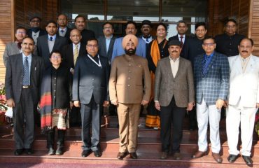 Governor interacting with officers of the Indian Forest Service of Uttarakhand at Raj Bhavan.