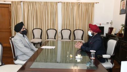 Chief Secretary Dr. S S Sandhu called on Governor Lieutenant General Gurmit Singh (Retd) at Rajbhawan on Thursday.