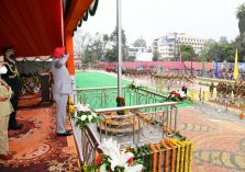 Governor taking the salute of the parade on the occasion of Republic Day celebrations held at Parade Ground.;?>