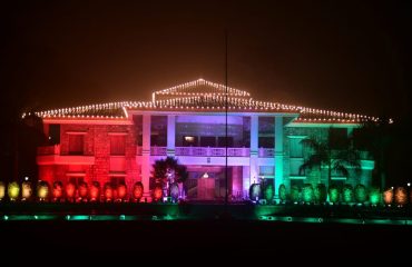 Raj Bhawan, Uttarakhand lit up with lights on the eve of Republic Day.