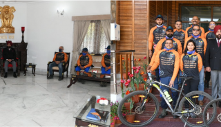 Governor flagged off the Atulya Ganga Cyclothon 2022 from Raj Bhawan on Sunday.