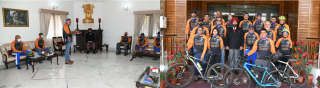 Governor flagged off the Atulya Ganga Cyclothon 2022 from Raj Bhawan on Sunday.