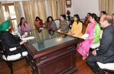 Governor Lt Gen Gurmeet Singh (Secretary) while holding a meeting to prepare an effective action plan for women empowerment