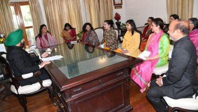 Governor Lt Gen Gurmeet Singh (Secretary) while holding a meeting to prepare an effective action plan for women empowerment