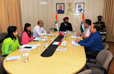 Governor taking a meeting of Uttarakhand Sainik Rehabilitation Society at Raj Bhavan.