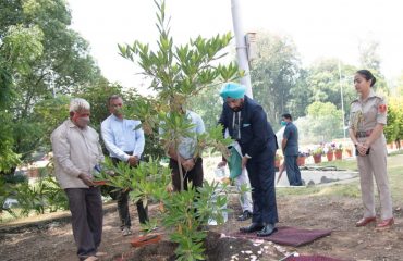 Governor planting a sapling of Rudraksha on the occasion of World Earth Day in Raj Bhawan premises.