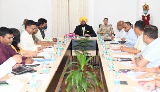Governor Lt Gen Gurmit Singh (Retd.) chairing a meeting with senior officials of the government regarding the preparations for Chardham Yatra at Raj Bhawan.