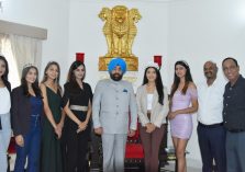 Miss Uttarakhand-2022 Aishwarya Bisht meeting the Governor and the winners of the contest.
