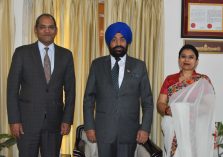 Governor with the Ambassadors of India to Slovenia and Tajikistan Smt. Namrata Kumar and Shri Viraj Singh at the Raj Bhawan.;?>