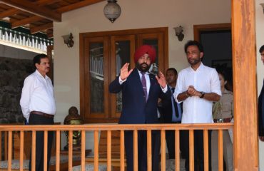Governor Lt Gen Gurmit Singh (Retd) visiting Irenik Adobe Home Stay at Bohrakoon village in Bhimtal block.