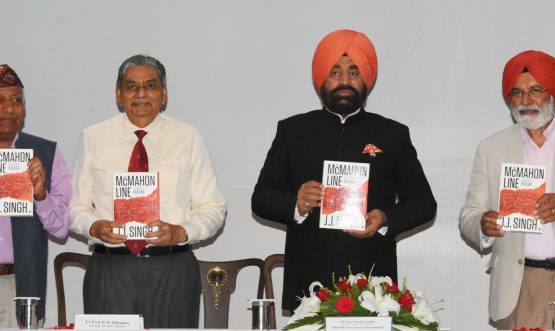 Governor Lt. Gen. Gurmit Singh (Retd) releasing the book The Mc MAHON LINE: A CENTURY OF DISCORD authored by General JJ Singh in Raj Bhawan.