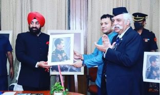 Governor Lt Gen Gurmit Singh (Retd) attending as the chief guest in a program at Uttarakhand Sadan, New Delhi.