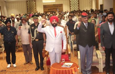 Governor Lt Gen Gurmit Singh (Retd) on the occasion of 'Rashtra Shakti Samvad' program of Shaheed Samarsata Mission in Indore, Madhya Pradesh.