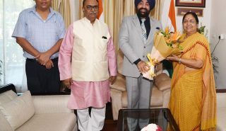 Former Governor and presently Uttar Pradesh Cabinet Minister Smt. Baby Rani Maurya met the Governor at Raj Bhavan on Sunday.