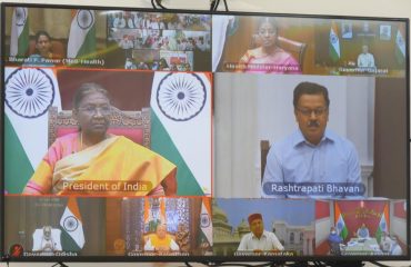 Governor Lt Gen Gurmit Singh (Retd) participating virtually at the launch of 'Pradhan Mantri TB Mukt Bharat Abhiyan'.