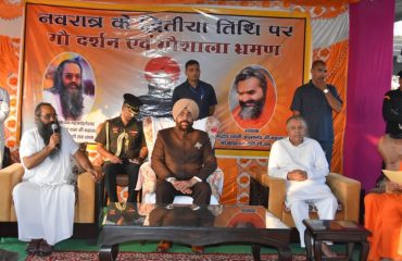 Governor participating in a program organized at Shri Krishnayan Gau Raksha Shala at Naurangabad, Haridwar.