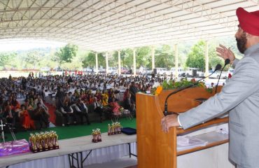 Governor Lt Gen Gurmit Singh (Retd) addressing the first 
