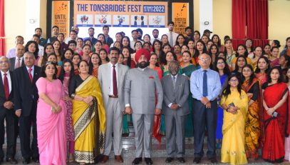 Governor Lt. Gen. Gurmit Singh (Retd) with the school management at the first "School Fest" program of The Tons Bridge School.