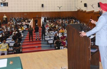 Governor addressing at Garhwal Rifles Regimental Centre, NIEDO and Garhwali Indian Army IOCL Center of Excellence program of Indian Army.