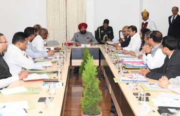 Governor Lt Gen Gurmit Singh (Retd) chairing a meeting with Vice Chancellors of all State Universities at Raj Bhawan.