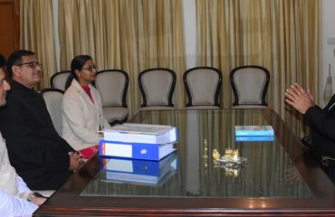 Vice Chancellor of Uttaranchal University Prof. Dharmabuddhi and Director, Research and Innovation Dr. Rajesh Singh meeting with Governor.