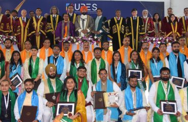 Governor with the students at the 20th convocation ceremony organized at the University of Petroleum and Energy Studies (UPES), Vidhauli.