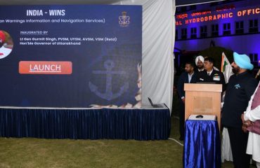 The Governor inaugurating the “Indian Warning Information and Navigation Service” and “Maritime Information Chart” in a program organized on the occasion of Navy Day at the National Hydrographic Office.